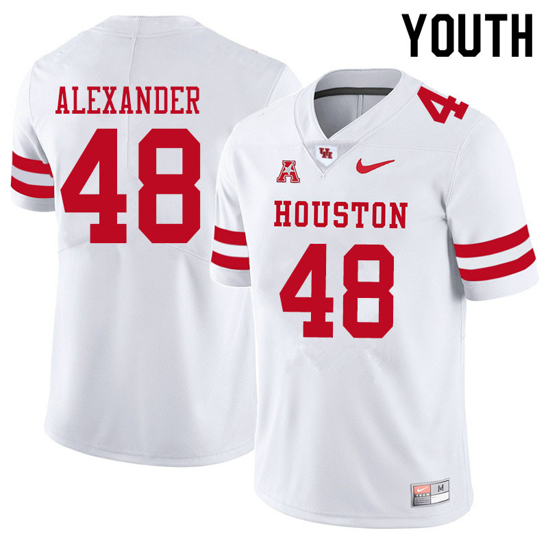 Youth #48 Bo Alexander Houston Cougars College Football Jerseys Sale-White - Click Image to Close